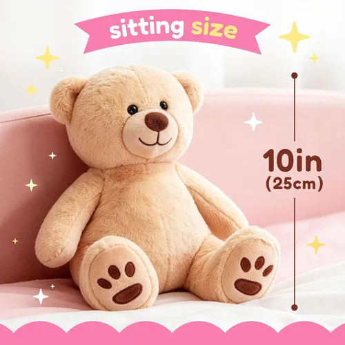 Vista 2 de LotFancy Oso de Peluche Animal de Peluche, Oso de Peluche Marrón de 10 Pulgadas Juguete de Peluche, Regalos de Peluche Suave para Niños Bebés