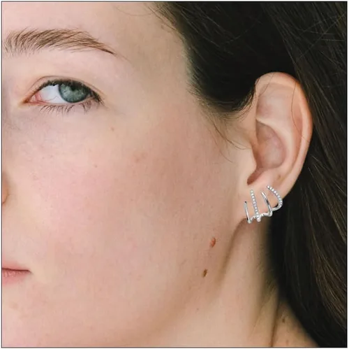 Vista 3 de Aretes de aro de oro de moda para mujer, chapados en oro de 14 quilates, aretes de plata de ley con circonitas cúbicas AAAA+, aretes de aro dobles