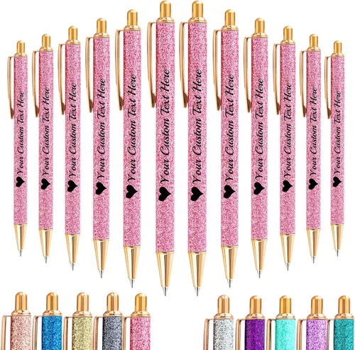 Vista 56 de Hasta 100 bolígrafos personalizados a granel con nombre, bolígrafo con purpurina personalizable, logotipo de negocios, mensaje de texto, regalo