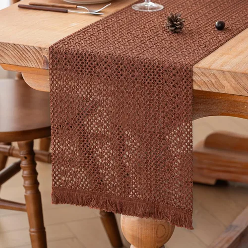 Vista 11 de FEXIA Camino de Mesa Negro con Borlas de 72 Pulgadas Macramé Boho Estilo Granja Camino de Mesa para Decoración de Dormitorio y Comedor