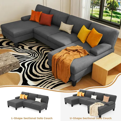 Vista 5 de COCO DESIGN Sofás seccionales en forma de U para sala de estar, sofá modular moderno de 108 pulgadas con diván doble, sofás de felpilla