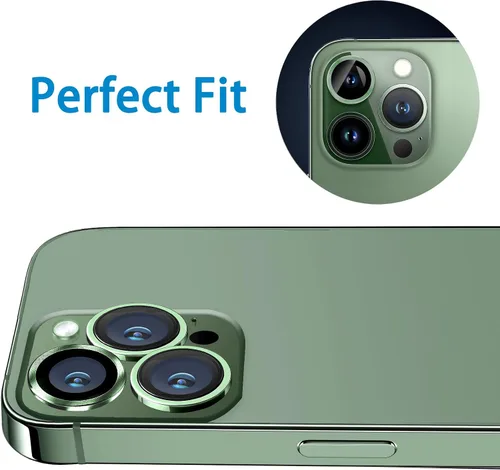 Vista 5 de Compatible con iPhone 13 Pro para iPhone 13 Pro Max, protector de lente de cámara antiarañazos, vidrio templado 9H, protector de cámara de metal a