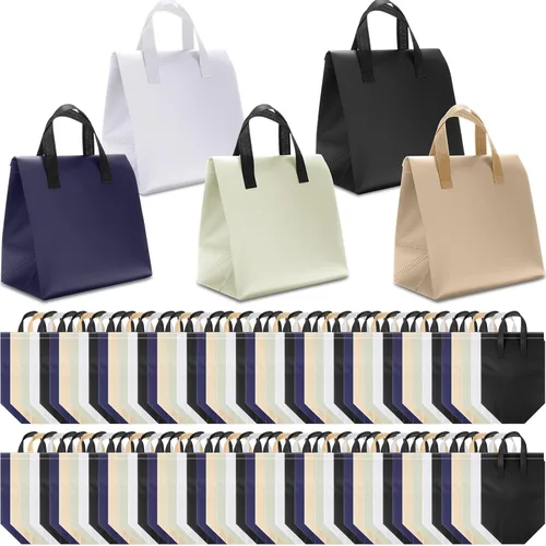Vista 7 de Kacctyen 100 bolsas aisladas para llevar a granel de 9.5 x 6 x 9.5 pulgadas, bolsa de alimentos con aislamiento térmico para café, té con leche Negro