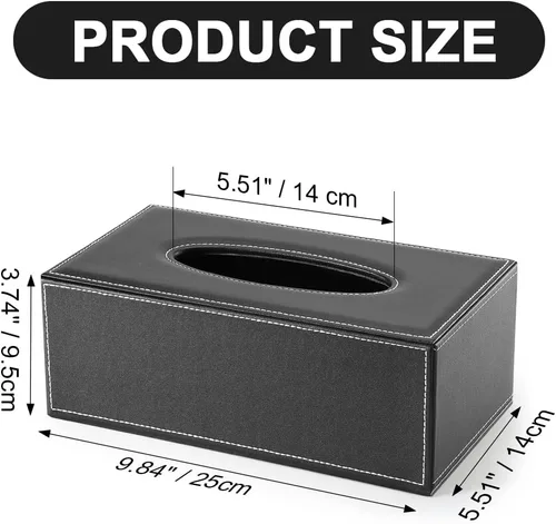 Vista 8 de Organizador de escritorio de cuero PU con soporte de estación de carga inalámbrica para iPhone 10W, soporte rectangular para caja de pañuelos negro