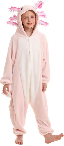 Vista 4 de DELEY Disfraz unisex de una pieza de ajolote teñido anudado para adultos, pijama de Halloween para mujeres y hombres