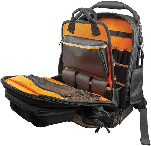 Vista 10 de Klein Tools 55485 Mochila para herramientas, 48 bolsillos, negro/naranja/gris