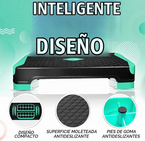 Vista 3 de Yes4All Plataforma de Step Aeróbico Ajustable 2 en 1 Stepper para Ejercicios de Fitness con Patas de Tabla de Equilibrio Basculante
