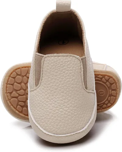 Vista 4 de HONGTEYA Zapatos para bebés y niñas con suela de goma, mocasines para bebés recién nacidos, cuna para primeros caminos, zapatos de moda