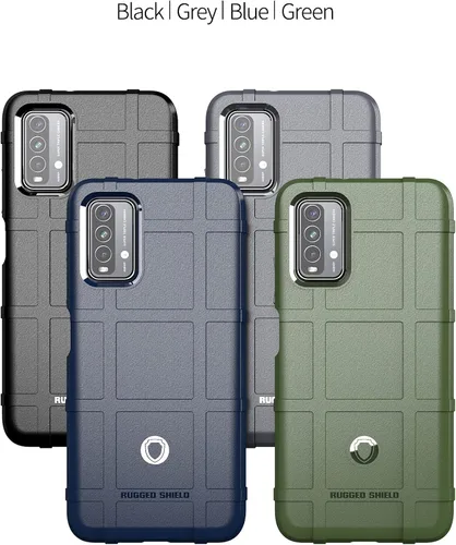 Vista 7 de CCSmall Funda para Xiaomi Redmi 9T Resistente a prueba de golpes HD Negro TPU texturizado y PC híbrido con agarre antideslizante, bordes elevados
