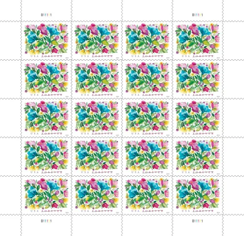 Vista 4 de Servicio Postal de los Estados Unidos Celebración Flores (Hoja de 20) Sellos de Correos Forever Scott #5849