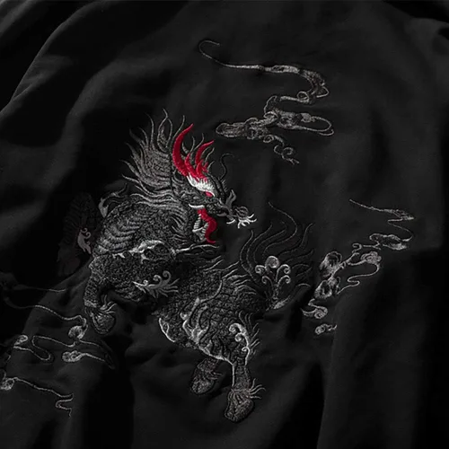 Vista 3 de MFCT Sudaderas con capucha bordadas de ropa de calle japonesa
