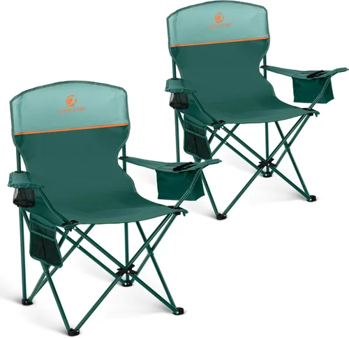 Vista 14 de ALPHA CAMP Silla de Camping 2 Unidades Silla Portátil con Enfriador de 3 Latas Silla Plegable con Bolsillo Lateral y Portavasos, Plegable para Azul