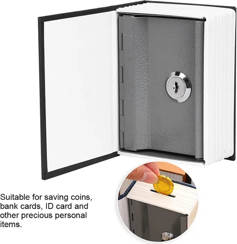 Vista 6 de Caja de seguridad para libros, caja fuerte para libros con llave, caja fuerte secreta de diccionario con cerradura de llave de seguridad, caja