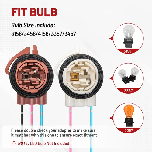 Vista 2 de RED WOLF 3156 3157 Arnés precableado con conector de enchufe de enchufe de enchufe de instalación de bombillas LED se adapta a la mayoría