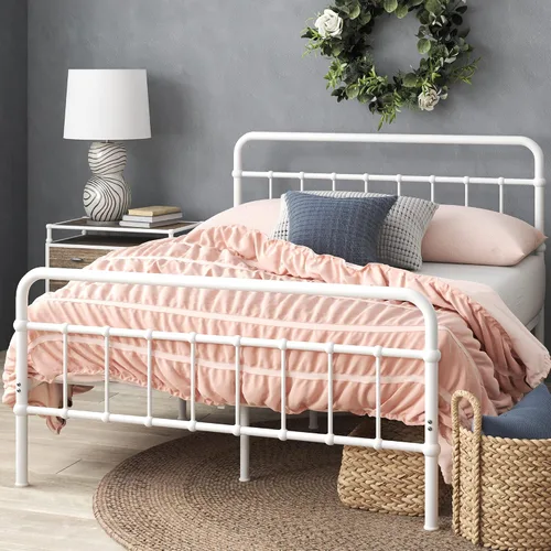 Vista 12 de Zinus Leonardo - Marco de cama con plataforma de metal, cabecero victoriano, tamaño individual Heavy Duty Bed Base, Ample Underbed Storage Space