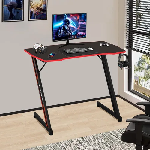Vista 9 de Escritorio para juegos de 35 pulgadas en forma de Z, moderno y ergonómico para computadora, mesa de computadora para computadora en casa, oficina