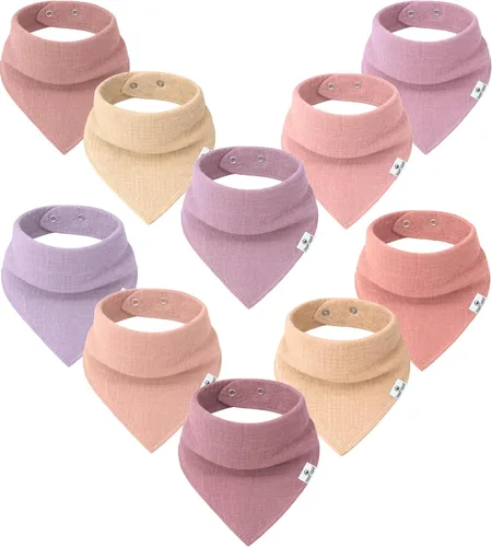 Vista 18 de Diaper Squad 10-Pack Organic Cotton Baby Bibs for Baby Boy, Girl Pastel