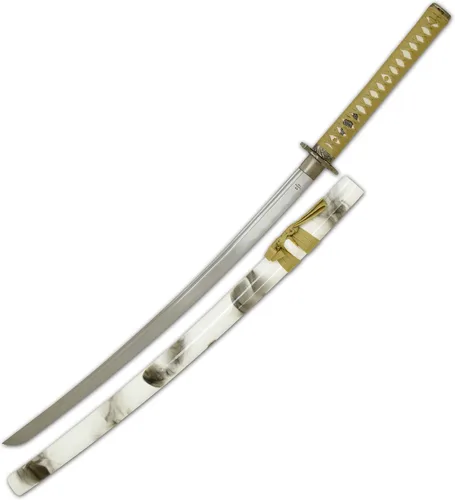 Vista 2 de Snake Eye Tactical Espadas katana-samuráis japonesas clásicas T-10 de acero con soporte de madera resistente