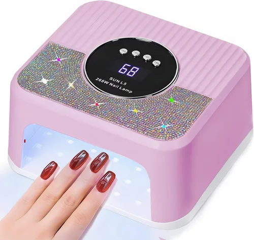 Vista 8 de Lámpara de uñas LED UV de 268 W, gel para esmalte de uñas, secadora UV con 4 temporizadores, 45 cuentas de lámpara y sensor automático, herramientas