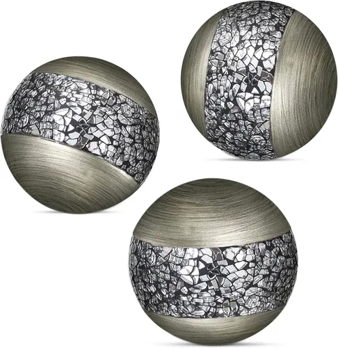 Vista 9 de Creative Scents Schonwerk - Orbes decorativos de nogal marrón para cuencos y rellenos de jarrones (juego de 3) bolas de resina para sala, comedor