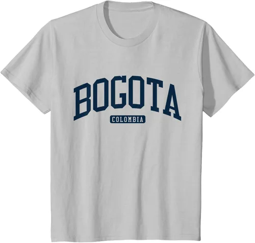 Vista 29 de Bogotá Colombia College University Style Camiseta azul marino, Blanco
