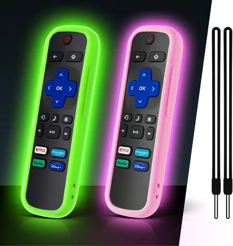 Vista 9 de （2 Pack） ONEBOM Cover for Roku Remote, Silicone Case for Hisense/TCL Roku TV Steaming Stick Express Control, Universal Remote Sleeve Skin（Green Blue