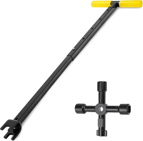 Vista 9 de Winisok - Llave de medidor de agua de 17 pulgadas con llave de utilidades multifuncional de 4 vías, herramienta de apagado de agua con varilla