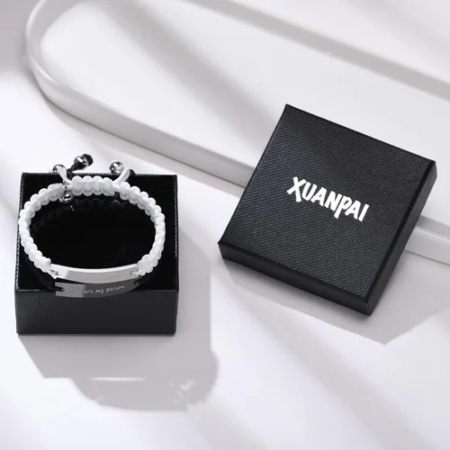 Vista 6 de XUANPAI Pulseras a juego para parejas mujeres y hombres, pulseras largas para él y ella, de relación, de aniversario, Navidad, regalos de cumpleaños