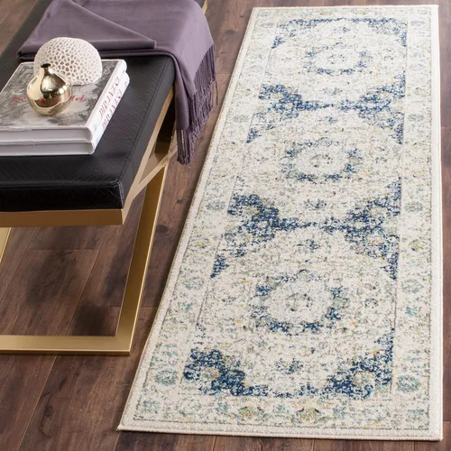 Vista 13 de SAFAVIEH Evoke Collection EVK220B Medallón oriental shabby chic de 2'2" x 4', color gris/dorado, no desprende pelusa, alfombra de acento para sala