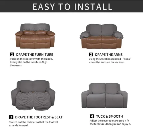 Vista 4 de Easy-Going Funda para sofá biplaza reclinable, paquetes de funda para sofá reclinable