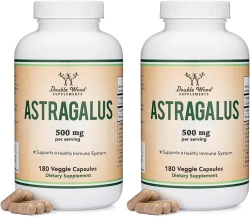 Vista 6 de Double Wood Supplements Astrágalo estimulante inmune 500 mg 180 cápsulas - Rico en flavonoides y polisacáridos - Sin OMG, sin gluten, probado por