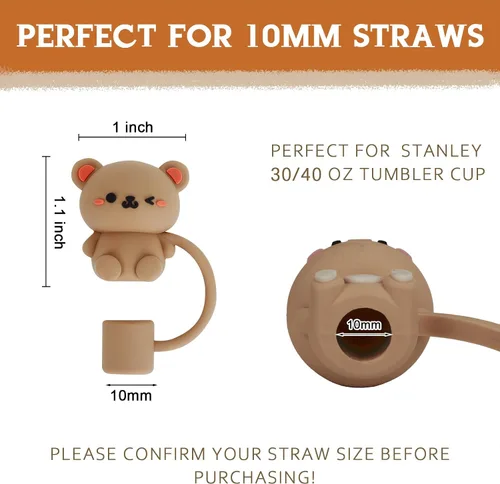Vista 3 de 10 fundas de popote compatibles con vasos Stanley de 30 y 40 onzas, reutilizables, bonitas puntas de silicona para popotes, protectores de tapas