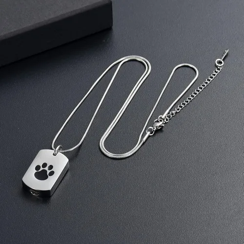 Vista 8 de Collar de urna de cremación para cenizas para mascotas, joyería conmemorativa de cenizas con estampado de patas, colgante de recuerdo, deja una foto