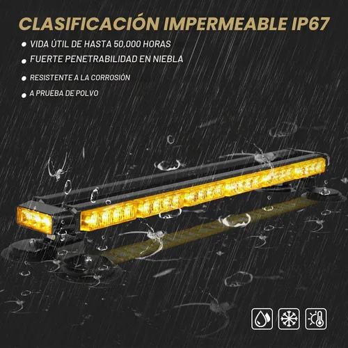 Vista 5 de ASPL - Barra de luz estroboscópica de 75 cm, 54 LED, doble cara, intermitente, de alta intensidad, luz estroboscópica con base magnética para Ámbar