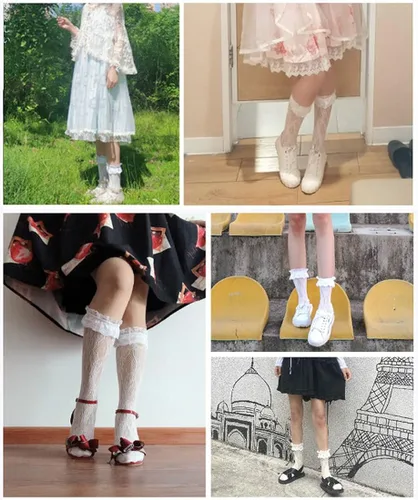 Vista 2 de Lovful Conjunto de 2 pares de calcetines de encaje para mujer