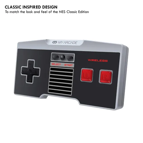 Vista 2 de My Arcade GamePad Classic - Wireless Game Controller - Compatible with Nintendo NES Classic Edition, Wii, Wii U - Adapter Included - 30 Feet Range