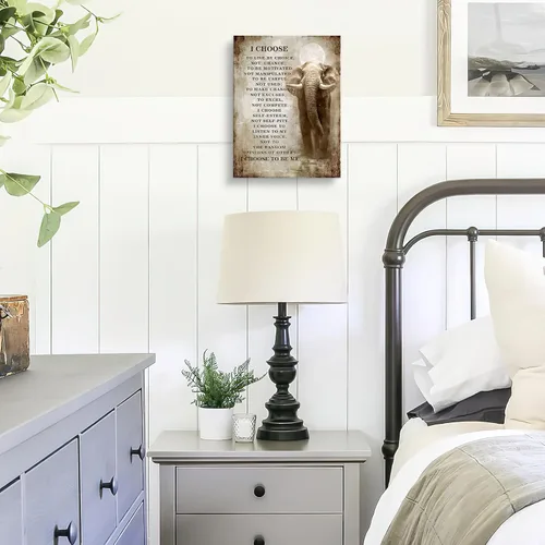 Vista 4 de Luslya Lienzo de elefante cristiano para pared, imagen motivacional de elefante, decoración de pared enmarcada, citas inspiradoras, pósteres