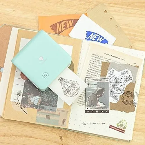 Vista 3 de Phomemo M02 Pro Mini impresora Bluetooth - Impresora fotográfica de bolsillo con 3 rollos de papel adhesivo transparente, compatible con iOS +