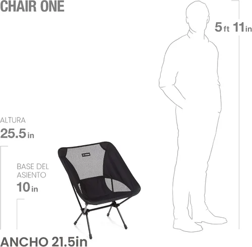 Vista 3 de Helinox Chair One Original - Silla de camping ligera, compacta y plegable Blackout