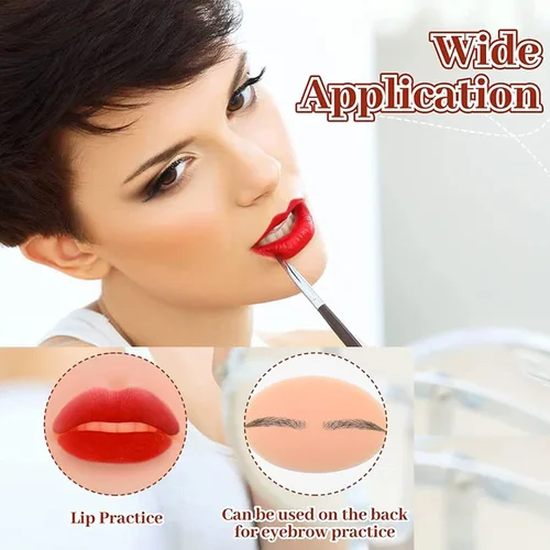 Vista 4 de Labios falsos de tatuaje, 3 piezas de tatuajes, labios de práctica de silicona 5D para prácticas de maquillaje, práctica de tatuajes realistas