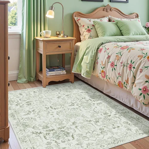 Vista 48 de Alfombra de área pequeña de 2 x 3 pulgadas, color beige, para entrada, baño, cocina, antideslizante, de pelo bajo, lavable, moderna alfombra bohemia