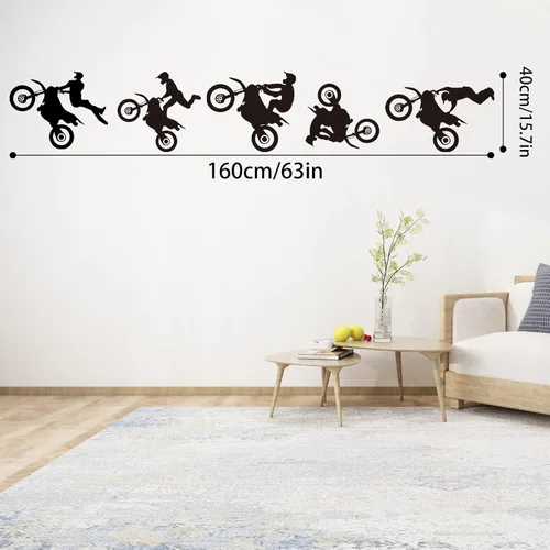 Vista 2 de Calcomanías de motocross, calcomanías de pared para motocicleta, calcomanías de pared para sala de estar, dormitorio, decoración de habitación