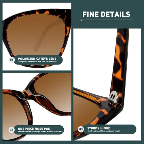 Vista 2 de WOWSUN Cat Eye Sunglasses for Women Polarized Cateye Sunnies
