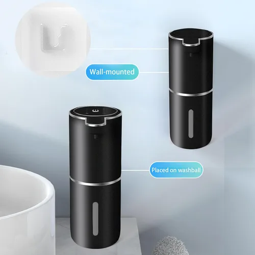 Vista 2 de Dispensador de Jabón Automático – Dispensador de Jabón Espumoso Sin Contacto 400ml Dispensador Recargable USB Eléctrico Montado en Pared Dispensador