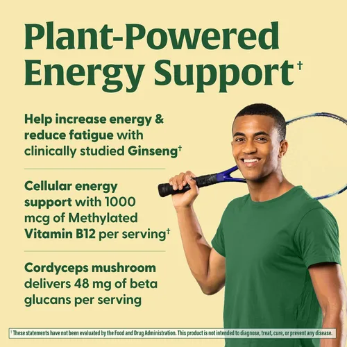 Vista 3 de MegaFood Superfood Mushroom Energy Support - Suplemento de hongos Cordyceps con vitaminas B12 metiladas y Panax Ginseng, formulado por médicos, sin