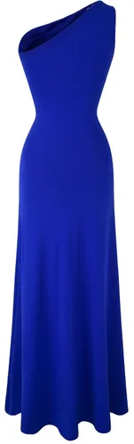 Vista 4 de Angel-fashions - Vestidos de graduación, diseño de un hombro con agujero, diamantes de imitación y abertura en la pierna