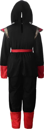 Vista 2 de ReliBeauty Disfraz de ninja para niños, negro y rojo