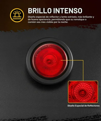 Vista 3 de Partsam - Juego de 5 luces redondas rojas de 6.3 cm con 13 LED para camiones de remolque, luces laterales de posición con reflectores, IP67 a prueba