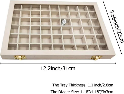 Vista 5 de LokweeTal Caja de almacenamiento de joyería con cerradura para adornos, gerente de almacenamiento, caja de exhibición de joyería de terciopelo