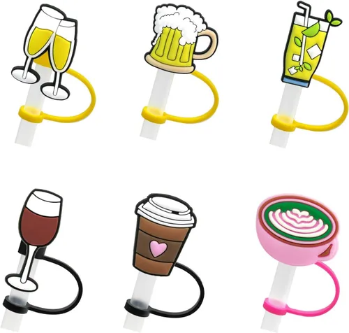 Vista 10 de 9 tapas de pajita, tapas de paja para vasos, popotes reutilizables, cubierta de punta de pajita, tapones de paja a prueba de polvo para accesorios